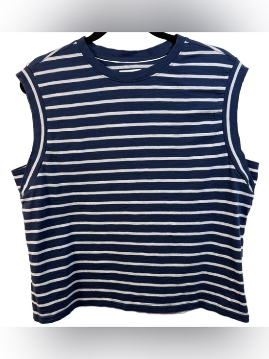 Pact Tops - Pact Navy and White Striped Tee